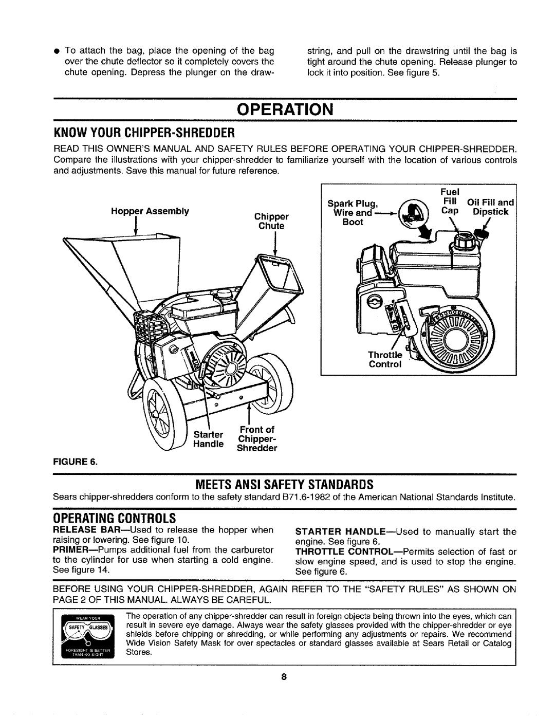 Craftsman 79585 manual Operation, Know Your CHIPPER-SHREDDER, Meets Ansi Safetystandards, Operatingcontrols 