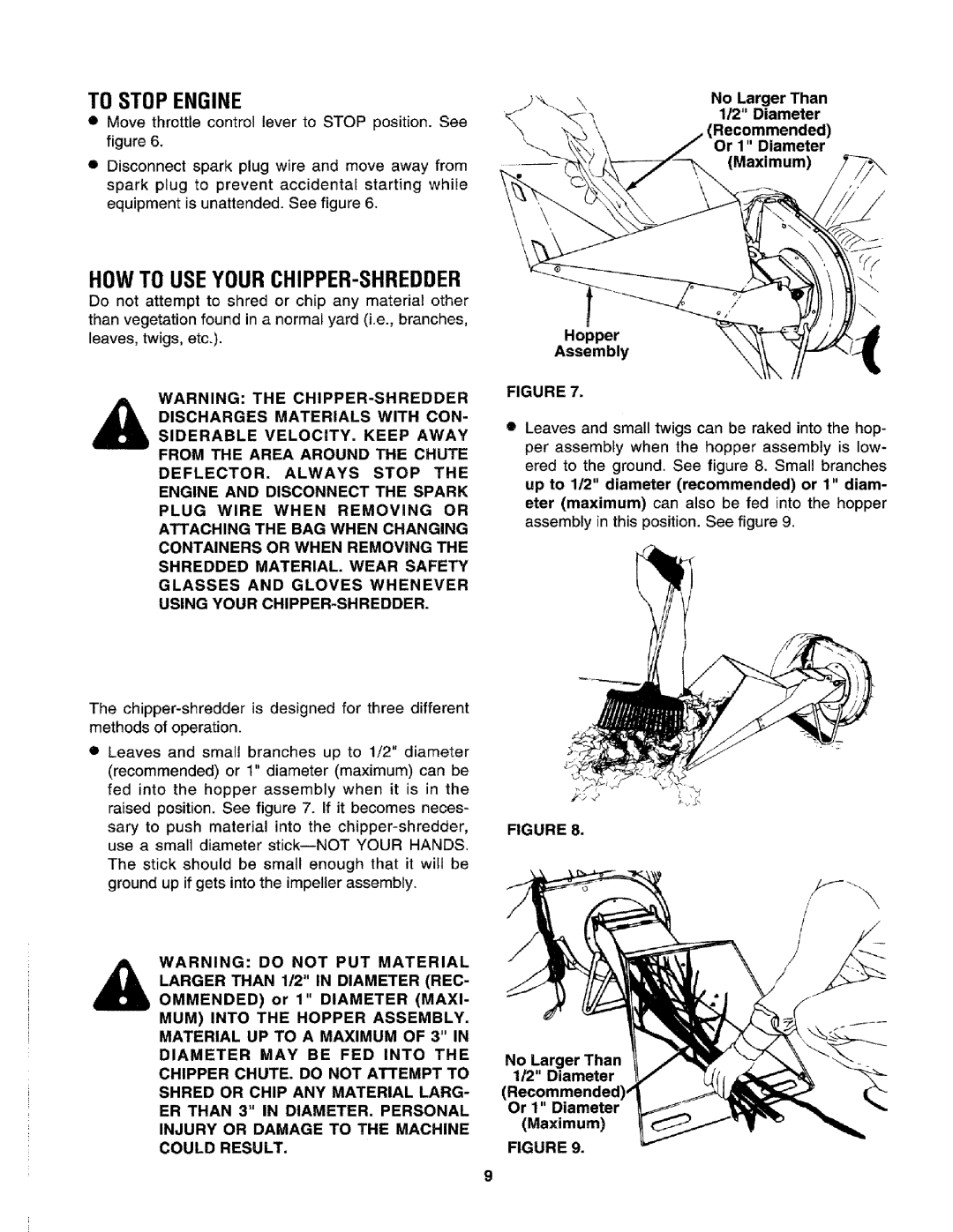 Craftsman 79585 manual To Stop Engine, HOW to USE Your CHIPPER-SHREDDER 