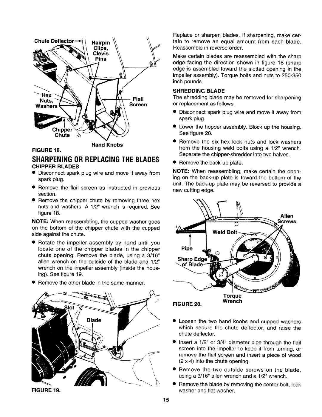 Craftsman 79585 manual Sharpeningorreplacingtheblades 