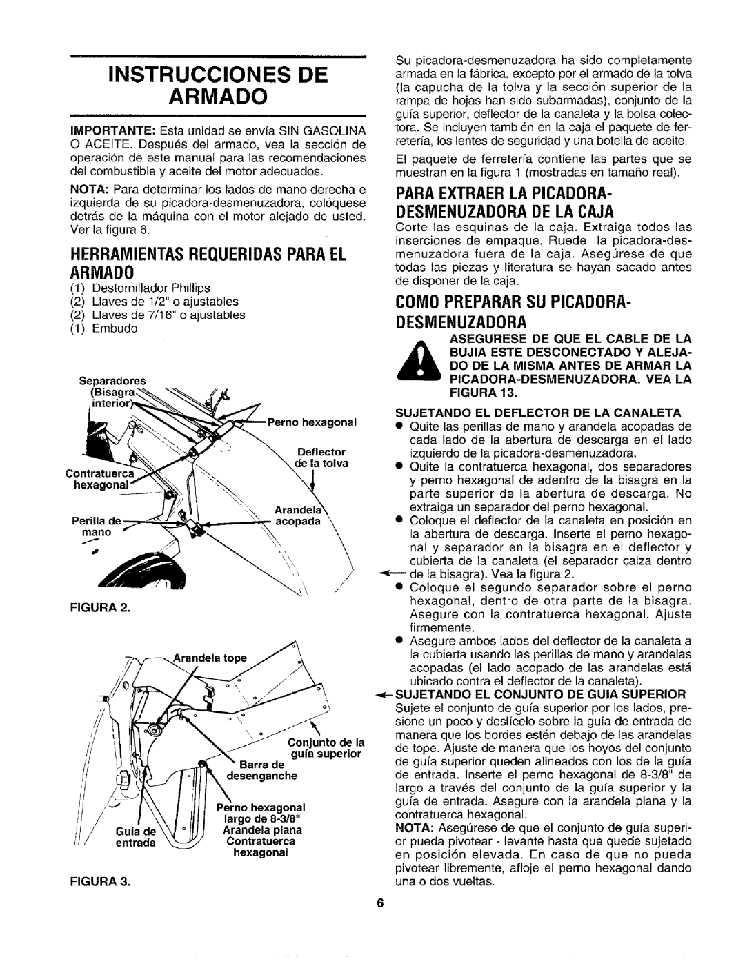 Craftsman 79585 Instrucciones De Armado, HERRAMIENTASREQUERIDASPARAEL ARMAD0, COM0 PREPARARSU PICADORA- DESMENUZADORA 