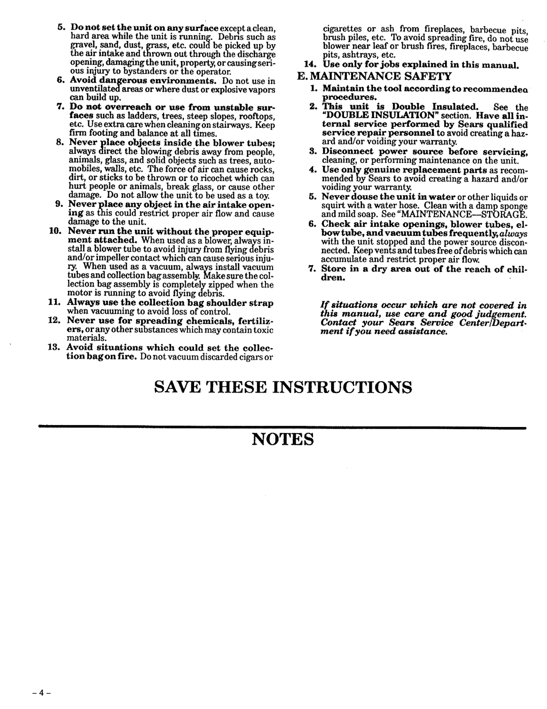 Craftsman 257.796362 manual Maintenance Safety, See, Double Insulation 