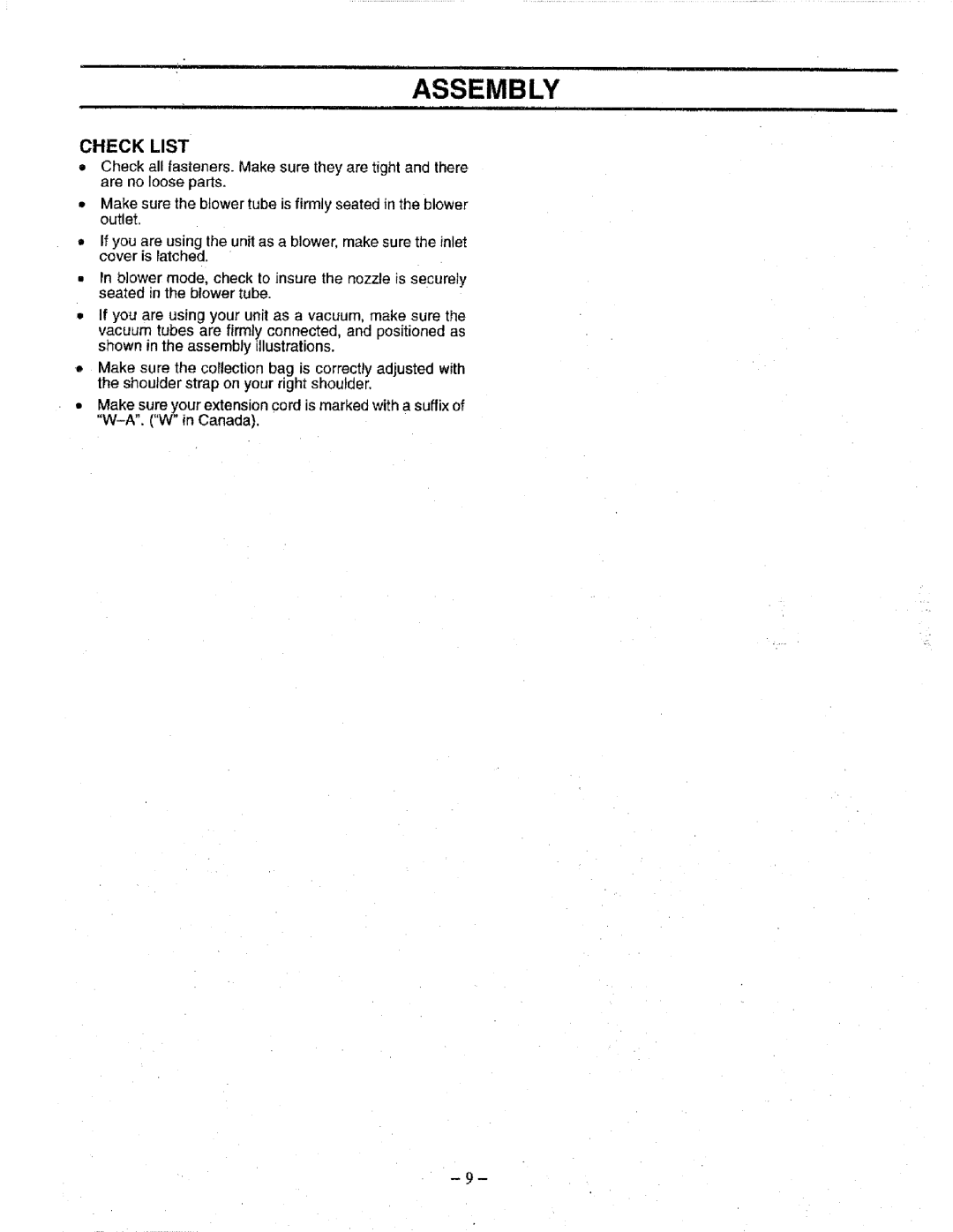 Craftsman 358.798340 manual Check List, Assembly 