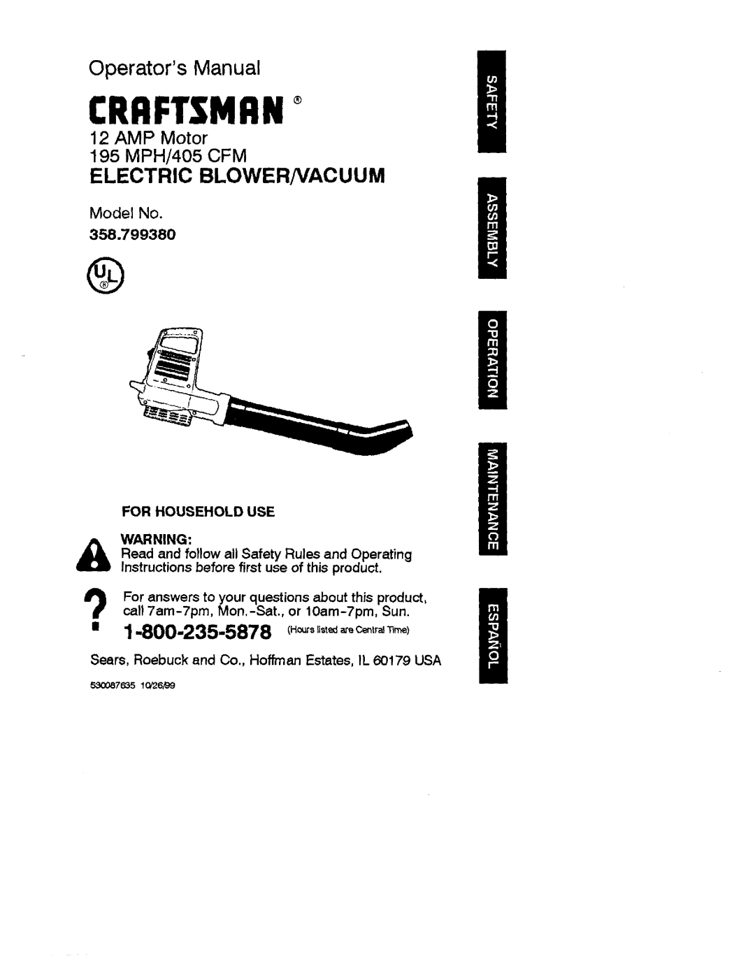 Craftsman 79938 operating instructions Craftsman 