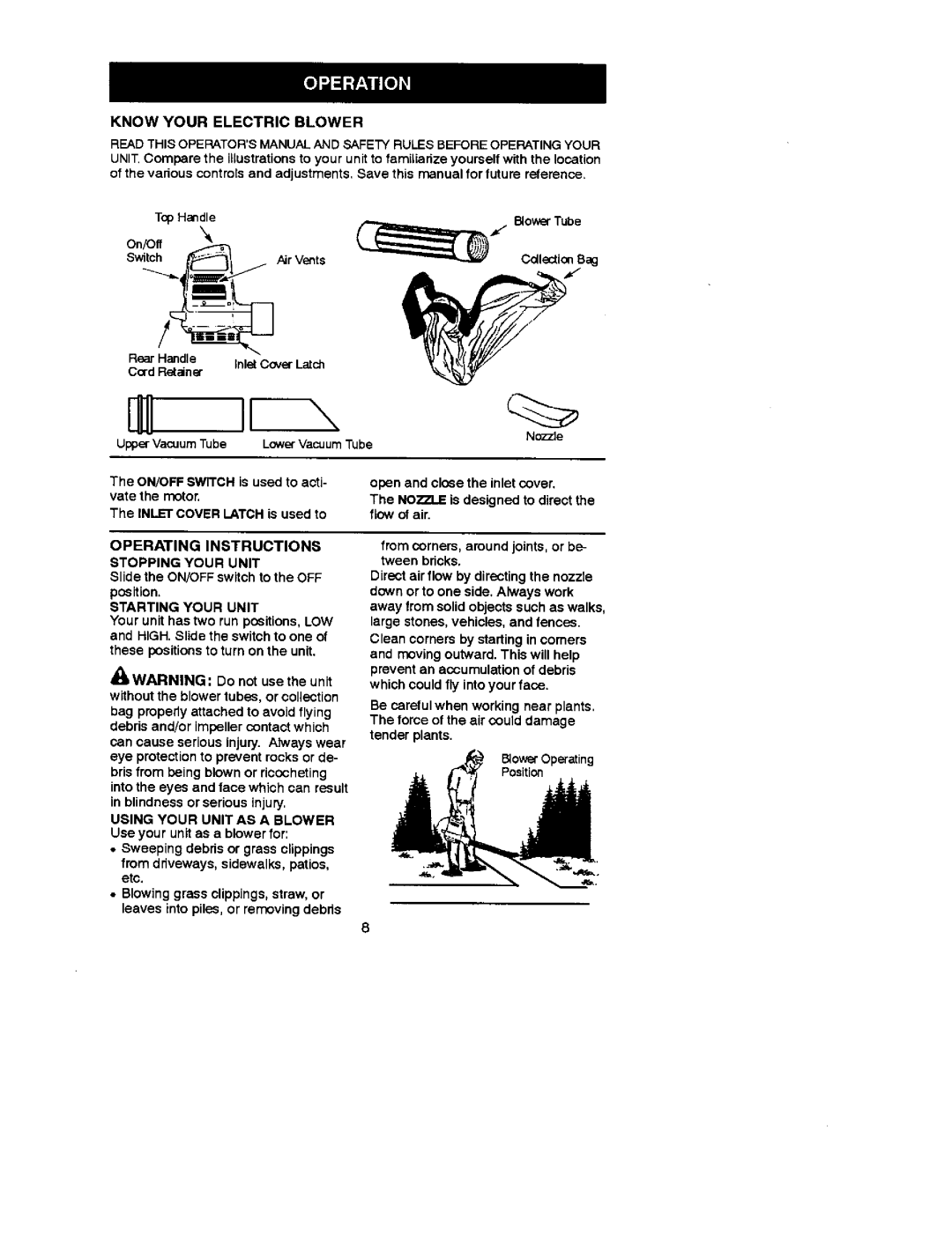 Craftsman 79938 Readthis Operatorsmanualand Safetyrules Beforeoperatingyour, Operating Instructions Stopping Your Unit 