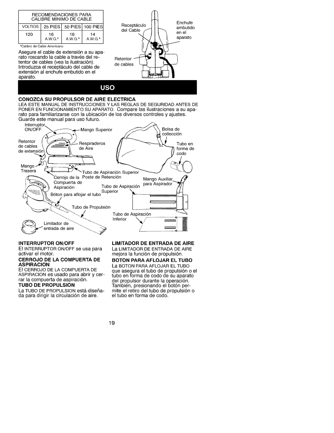 Craftsman 358.799400 instruction manual Conozcasupropulsordeaireelectrica, Cerrojo DE LA Compuerta DE Aspiracion 