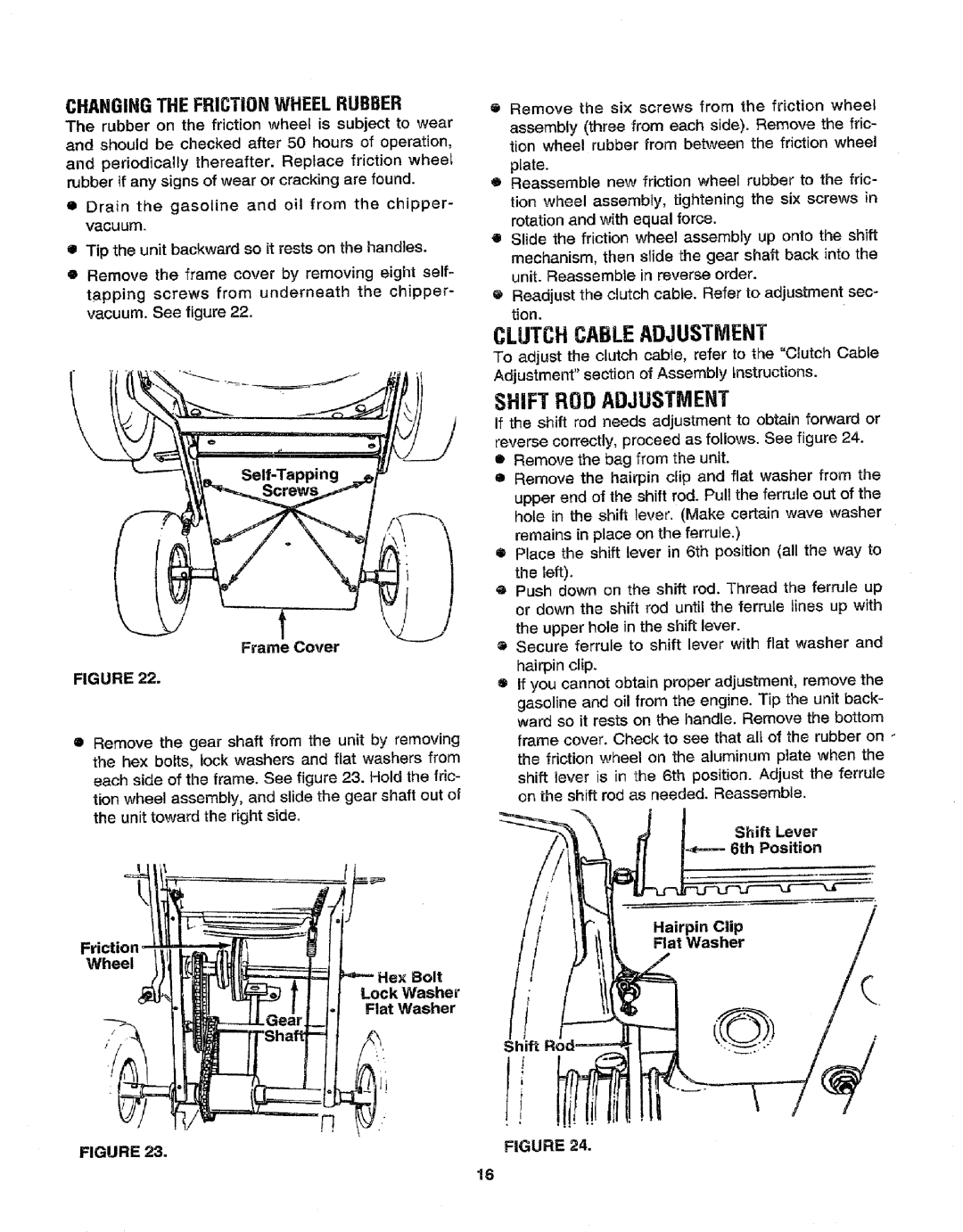 Craftsman 79964 manual Clutch Cableadjustment, Shift ROD Adjustment, Frame Cover, Fcti I, Shift Lever 6th Position 