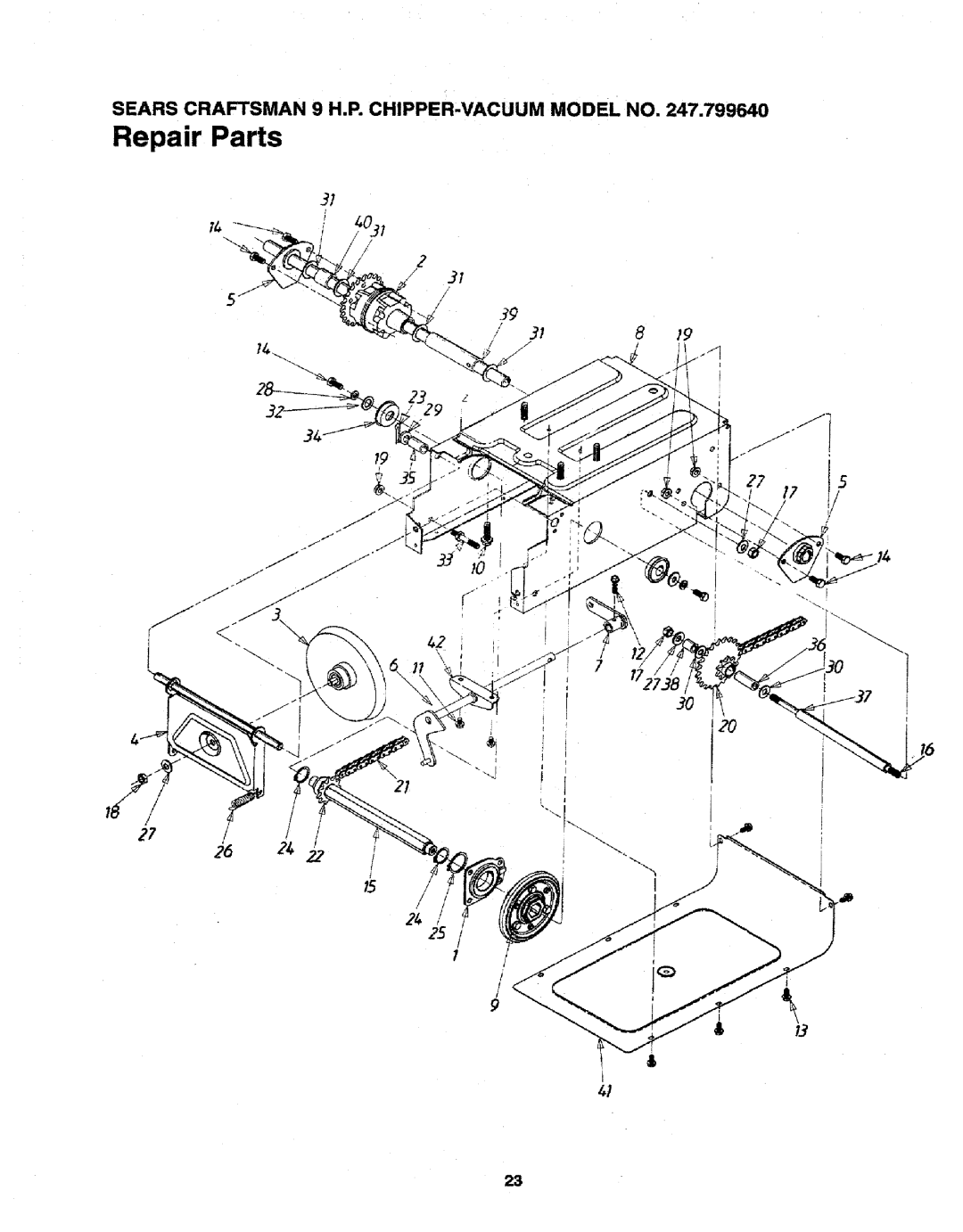 Craftsman manual Sears Craftsman 9 H P CHIPPER,VACUUM Model no 247,799640 