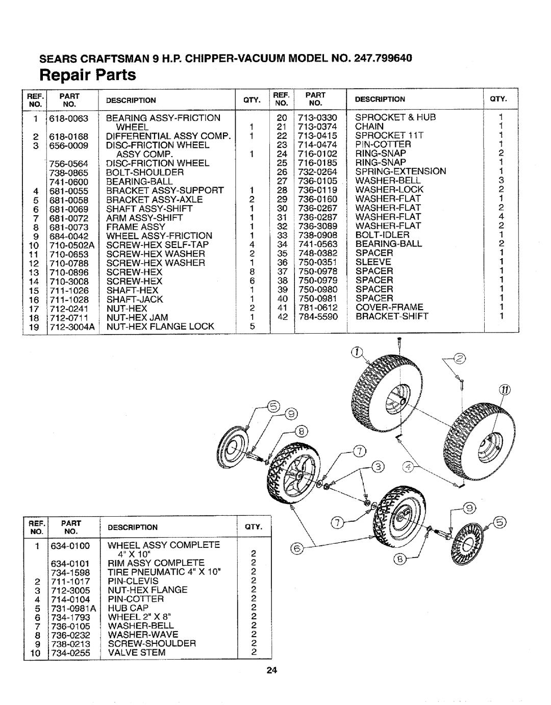 Craftsman 79964 manual Bearing ASSY-FRICTION, Sprocket HUB Wheel, Chain Differential Assy Comp, DISC-FRICTION Wheel 