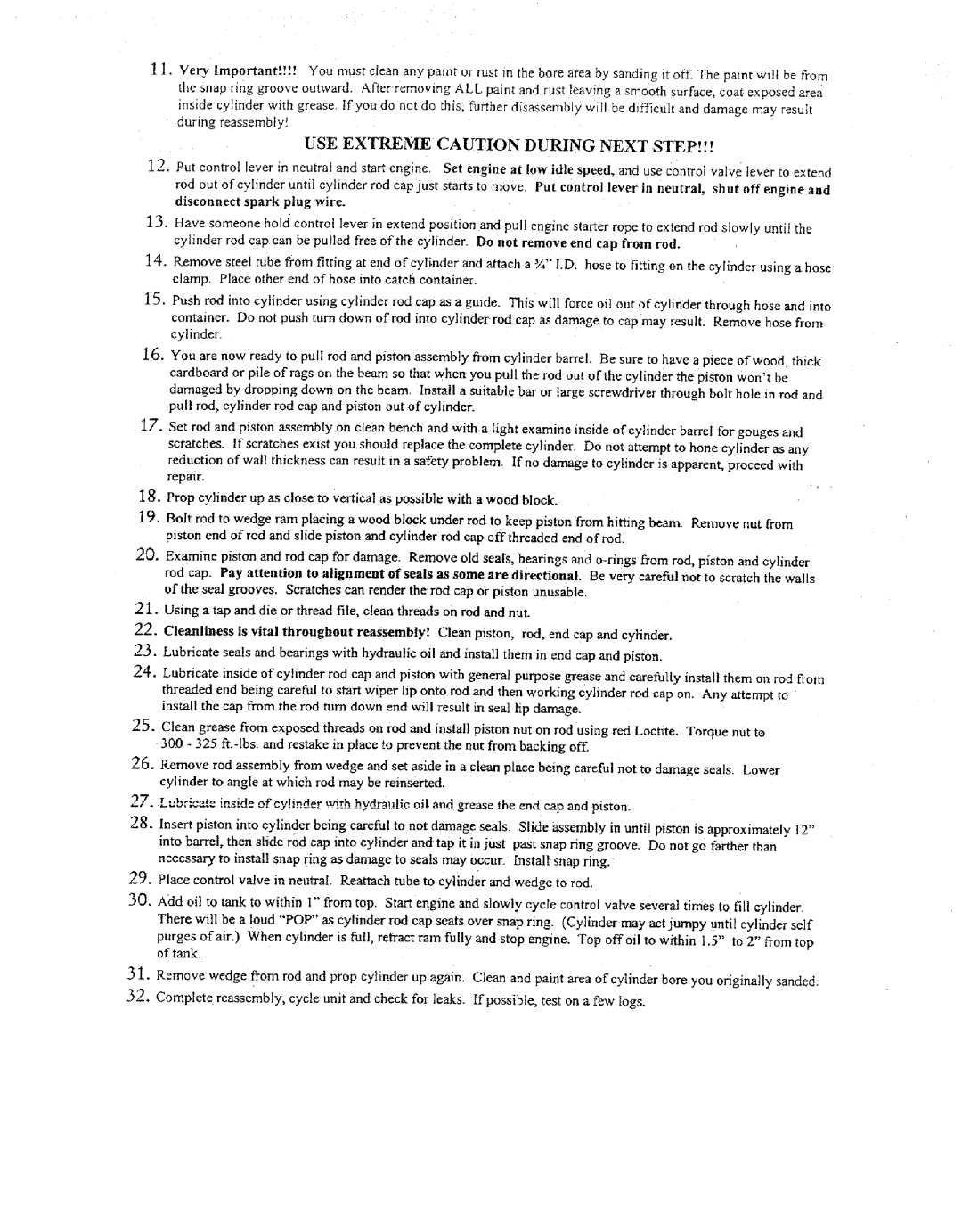 Craftsman 79964 manual USE Extreme Caution During Next Step 