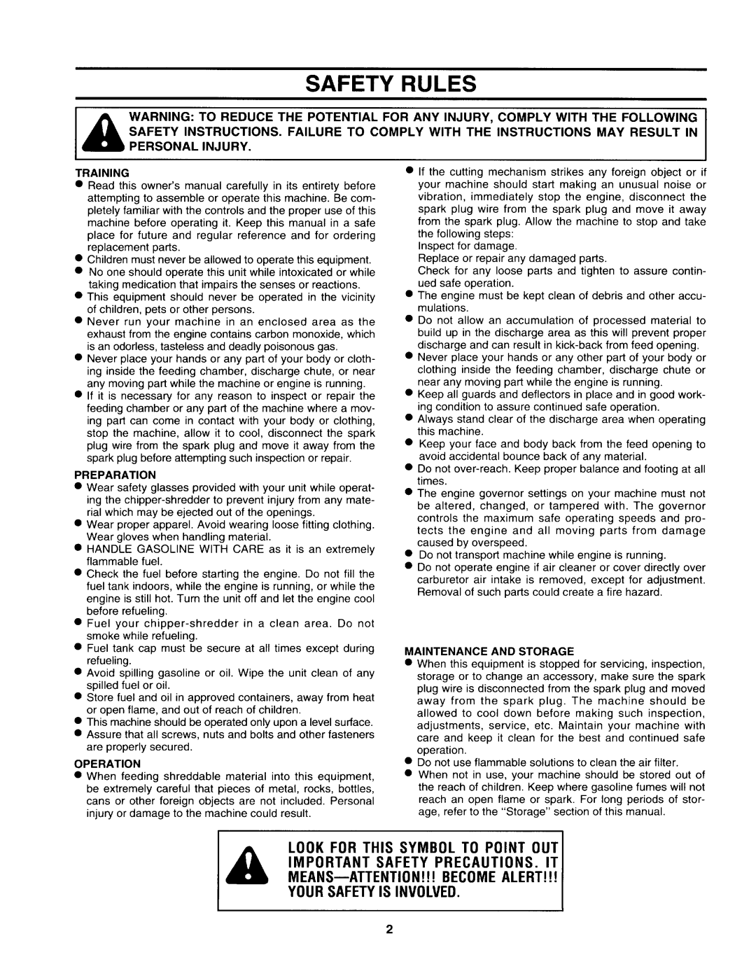 Craftsman 247.799891, 247.799892, 247.799890 manual Safety Rules, Preparation 