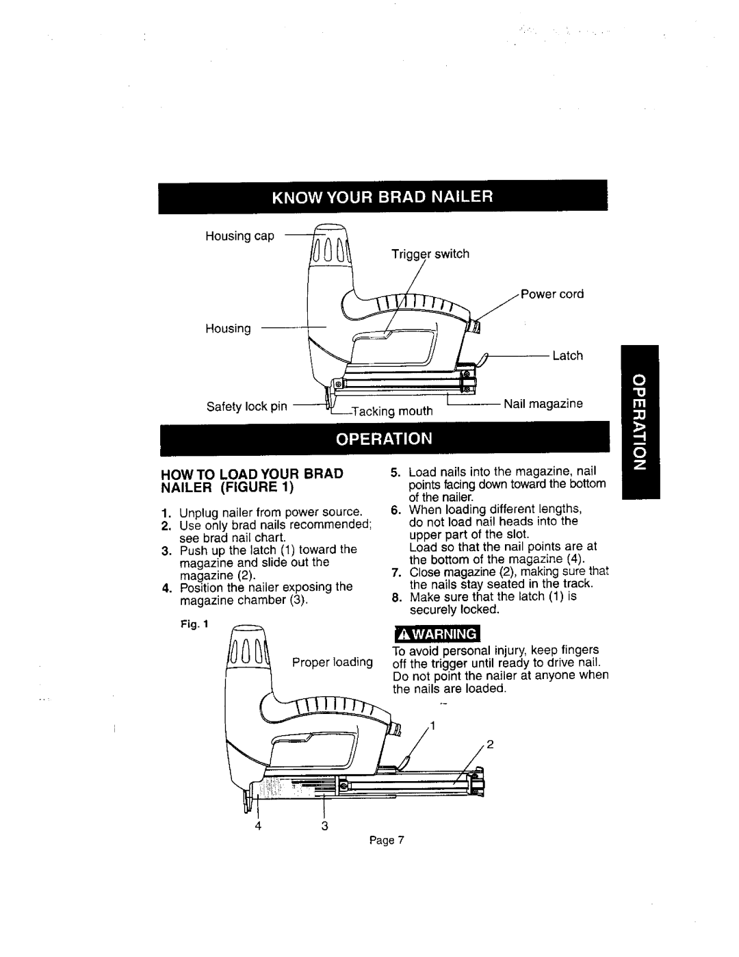 Craftsman 836.27233 owner manual HOW to Load Your Brad Nailer Figure 