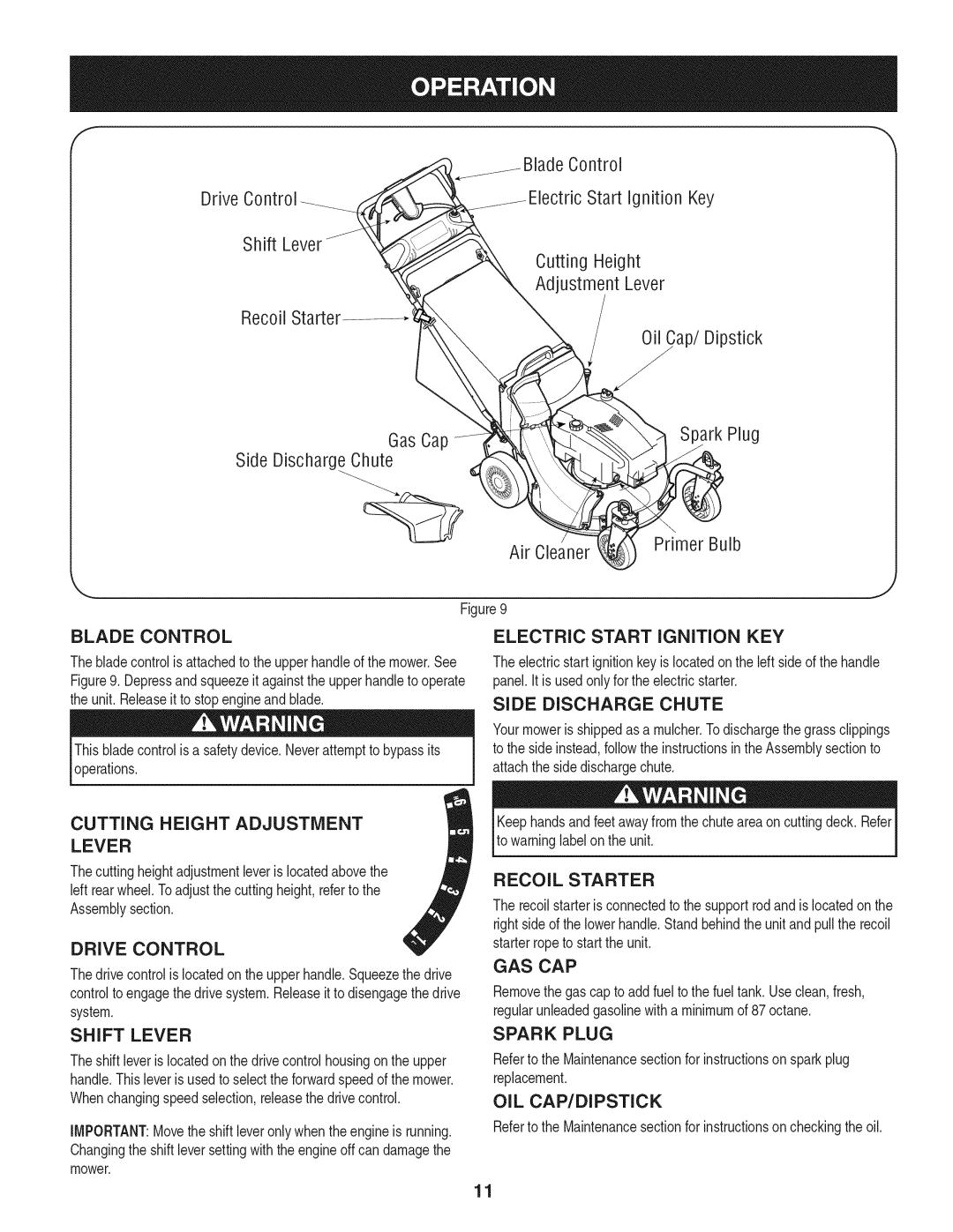 Craftsman 247.887210 manual Lever 