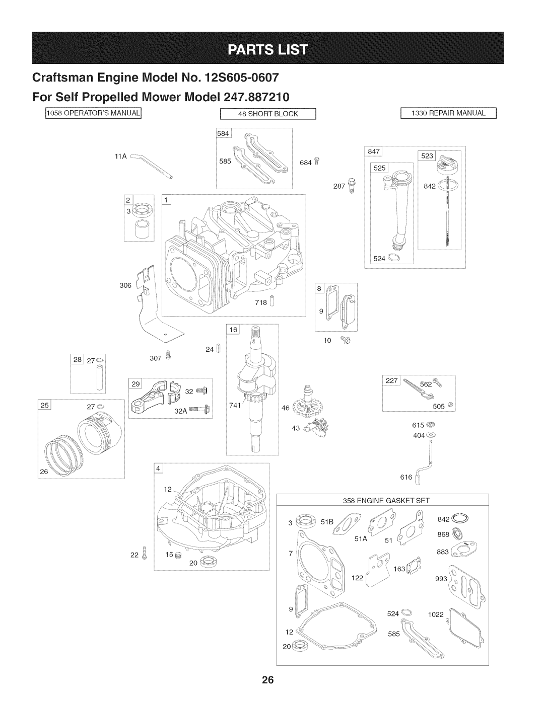 Craftsman 247.887210 manual 110SSOPERATORSMANUAq I 48S,ORTBLOOK 