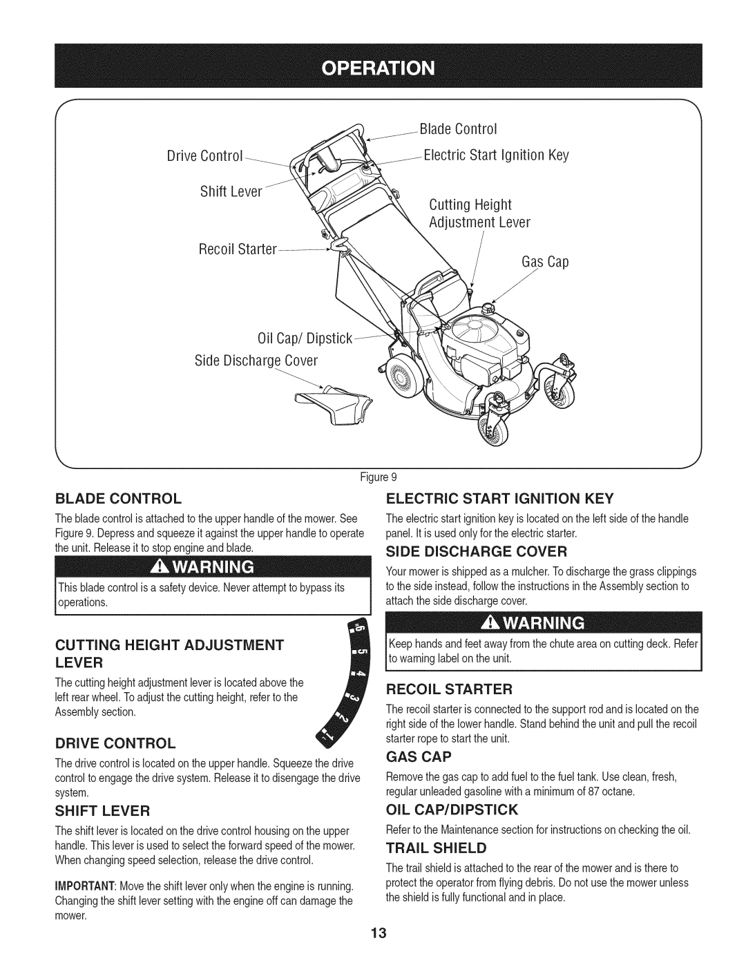 Craftsman 247.887760 manual Lever 