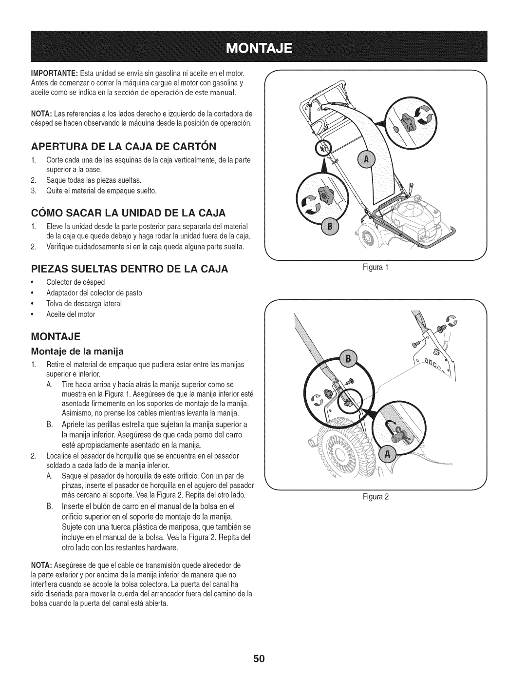 Craftsman 88776 manual Apertura DE LA Caja DE Carton, C61VIO Sacar LA Unidad DE LA Caja, Piezas Sueltas Dentro DE LA Caja 