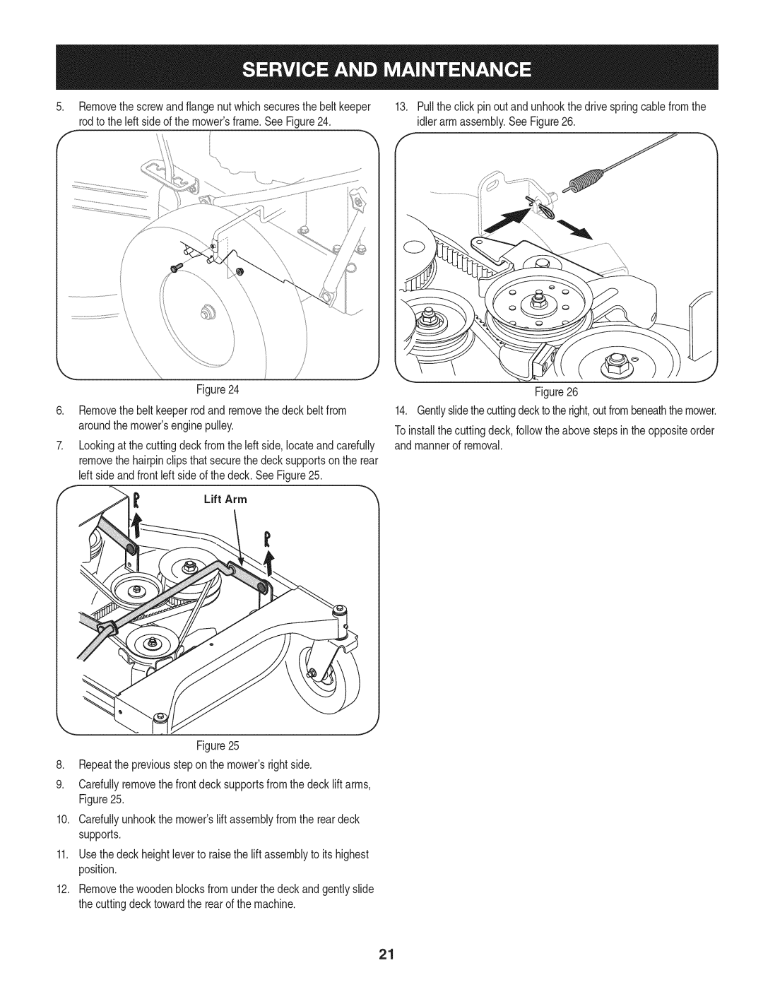 Craftsman 247.889980 manual Lift Arm 