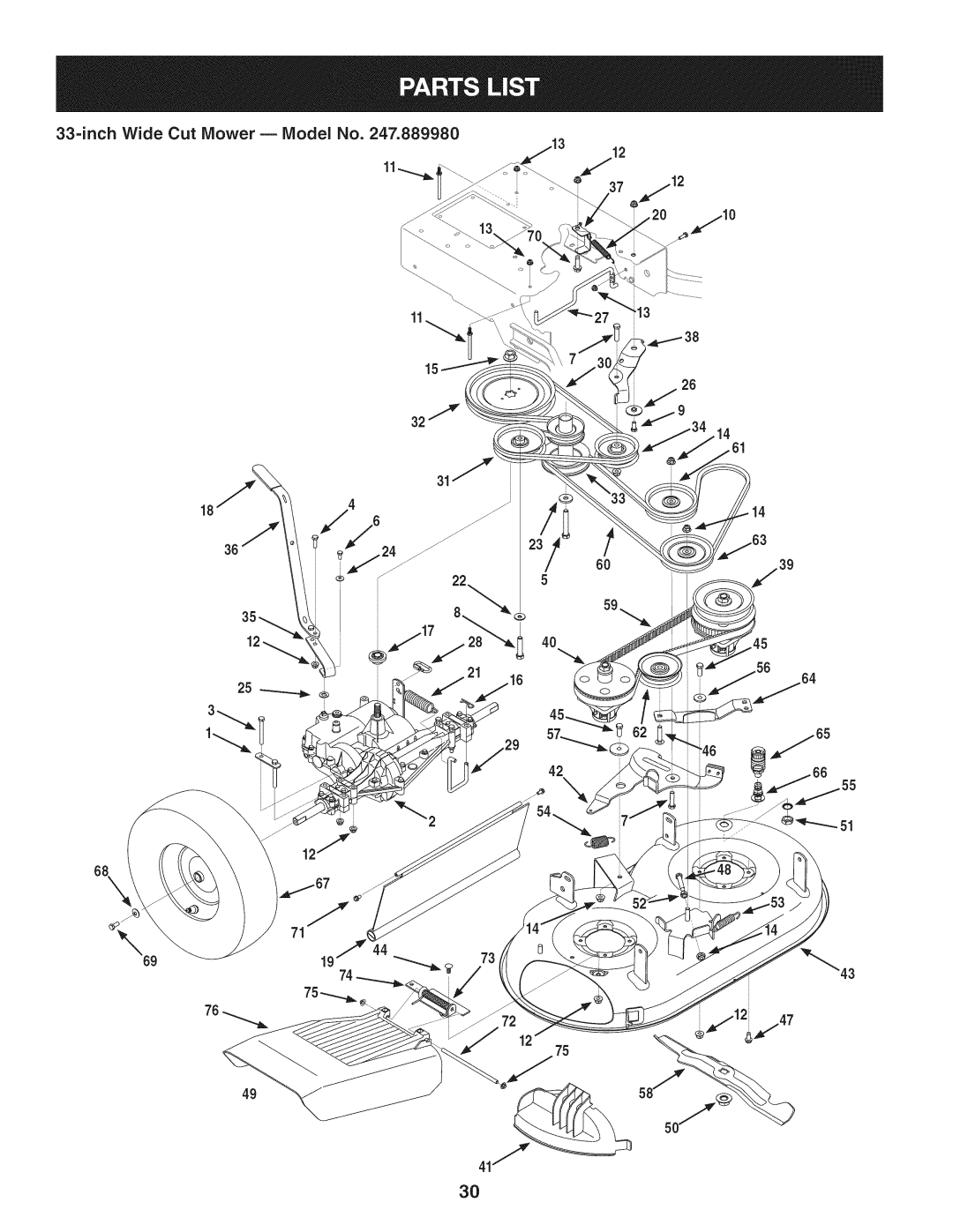 Craftsman 247.889980 manual 33=inch Wide Cut Mower B Model No 