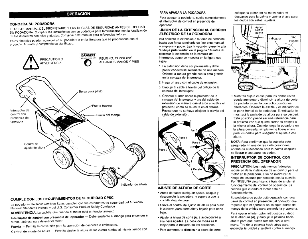 Craftsman 900.37051 manual Ajuste DE Altura DE Corte 