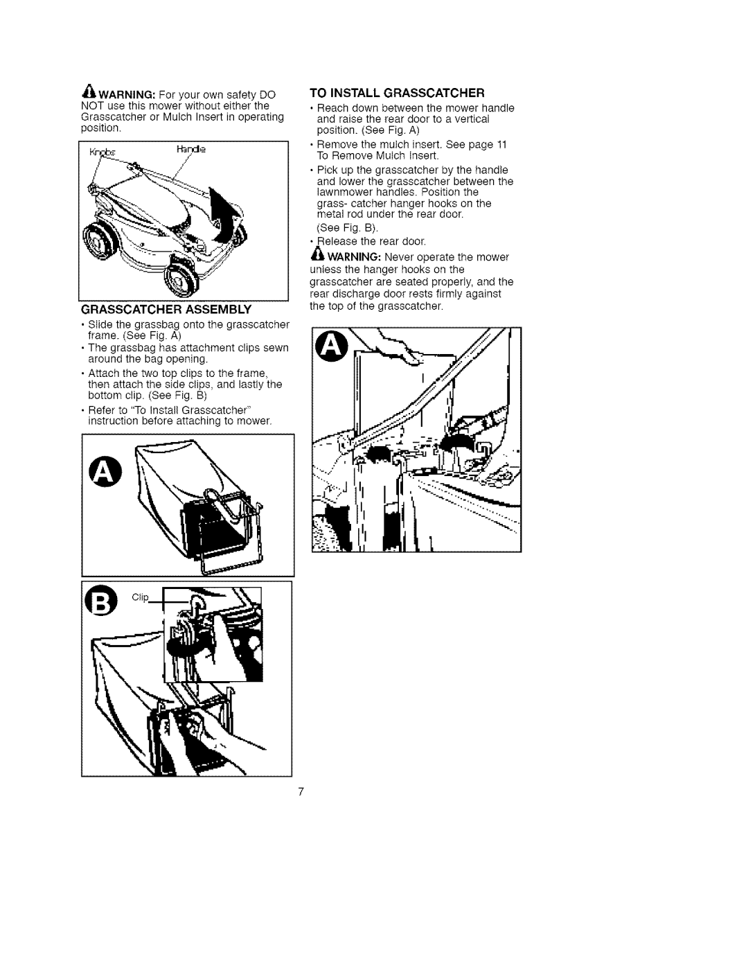 Craftsman 900.370511 manual Grasscatcher Assembly, To Install Grasscatcher 