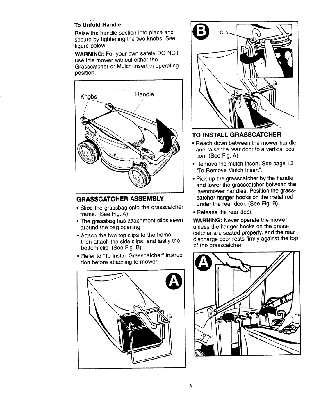 Craftsman 900.370520 manual To Install Grasscatcher, Release the rear door Grasscatcher 