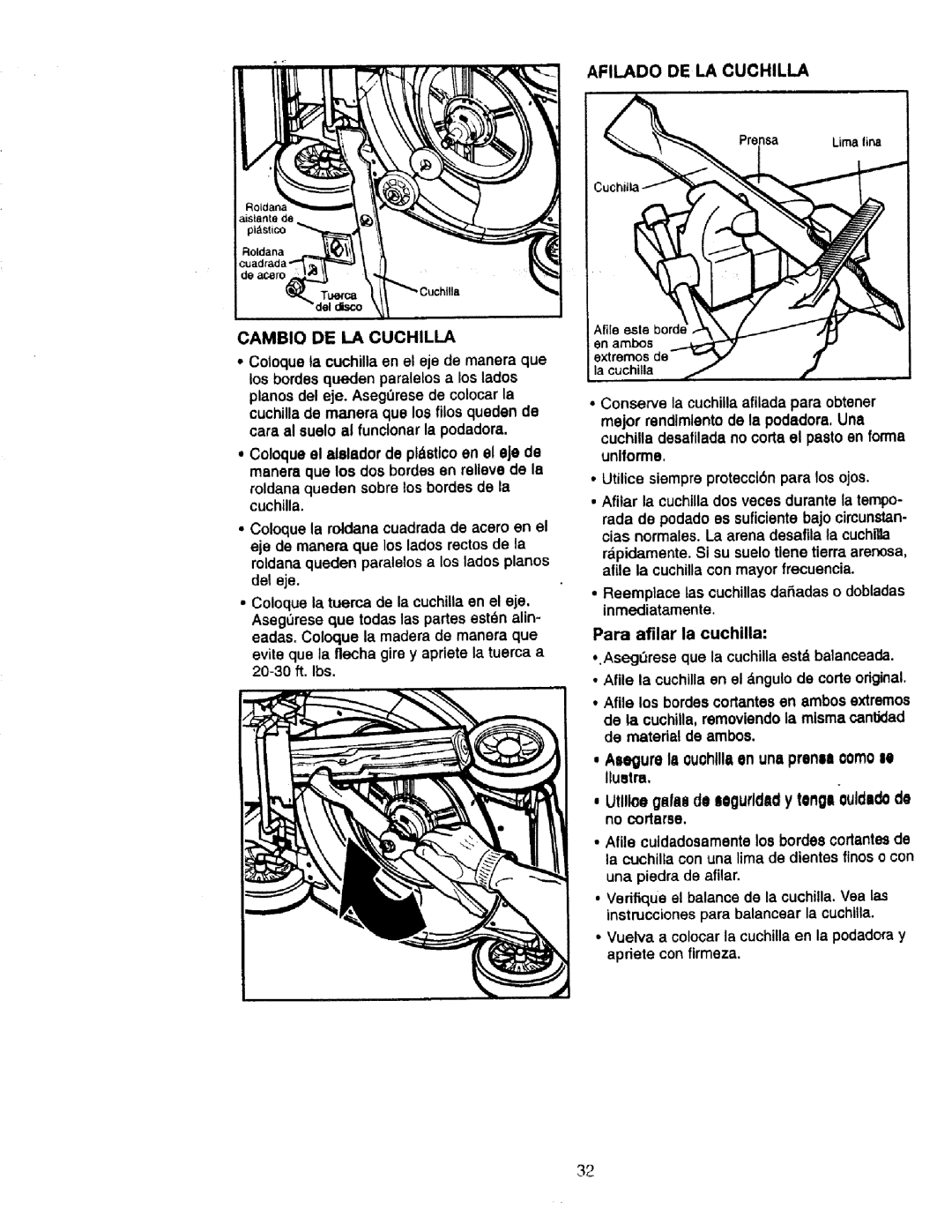 Craftsman 900.370520 manual Cambio De La Cuchilla 