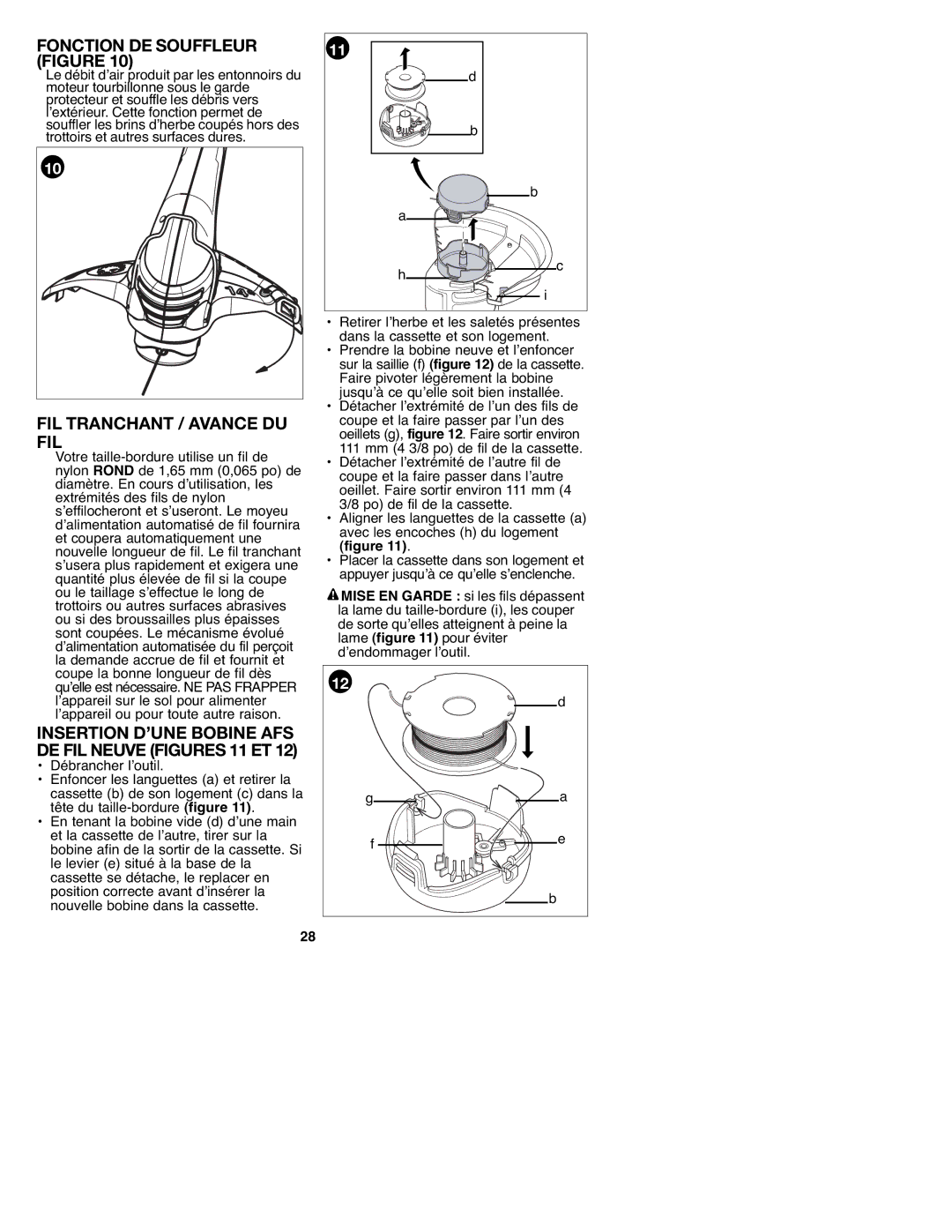 Craftsman 900.74547, C935.51850 manual Fonction DE Souffleur Figure, FIL Tranchant / Avance DU FIL 