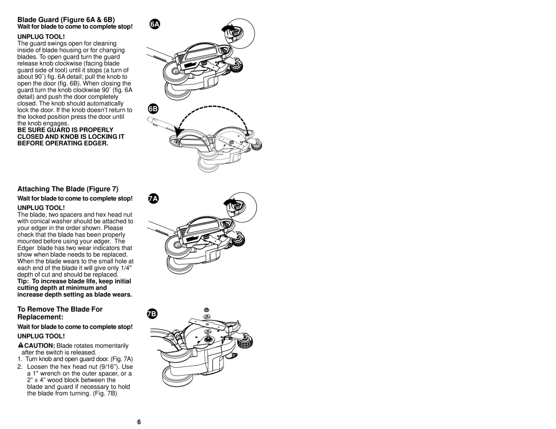 Craftsman 900.79654 instruction manual Blade Guard a & 6B, Attaching The Blade Figure, To Remove The Blade For Replacement 