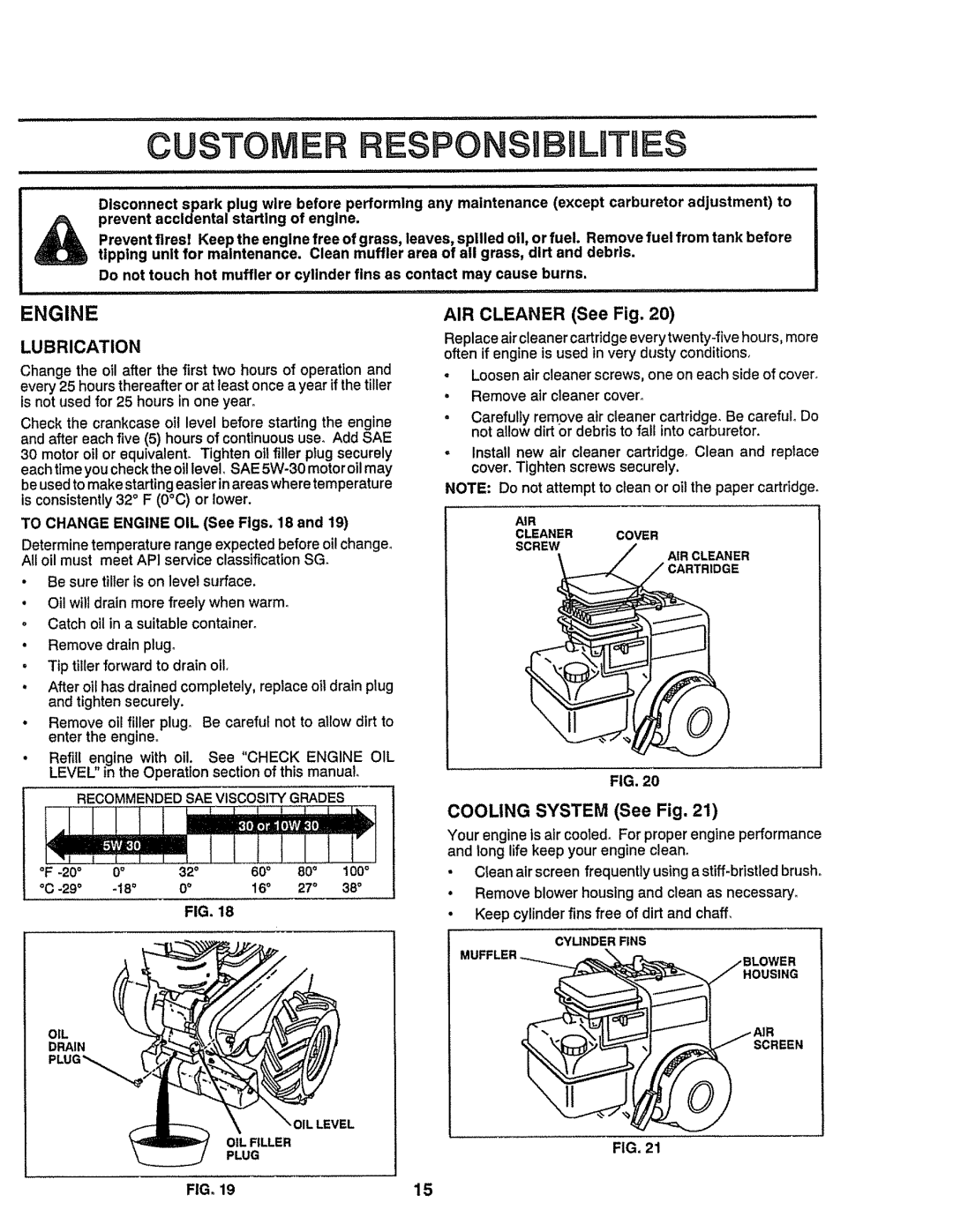 Craftsman 917-299751 owner manual Engine, AIR Cleaner See Fig, Cooling System See Fig 