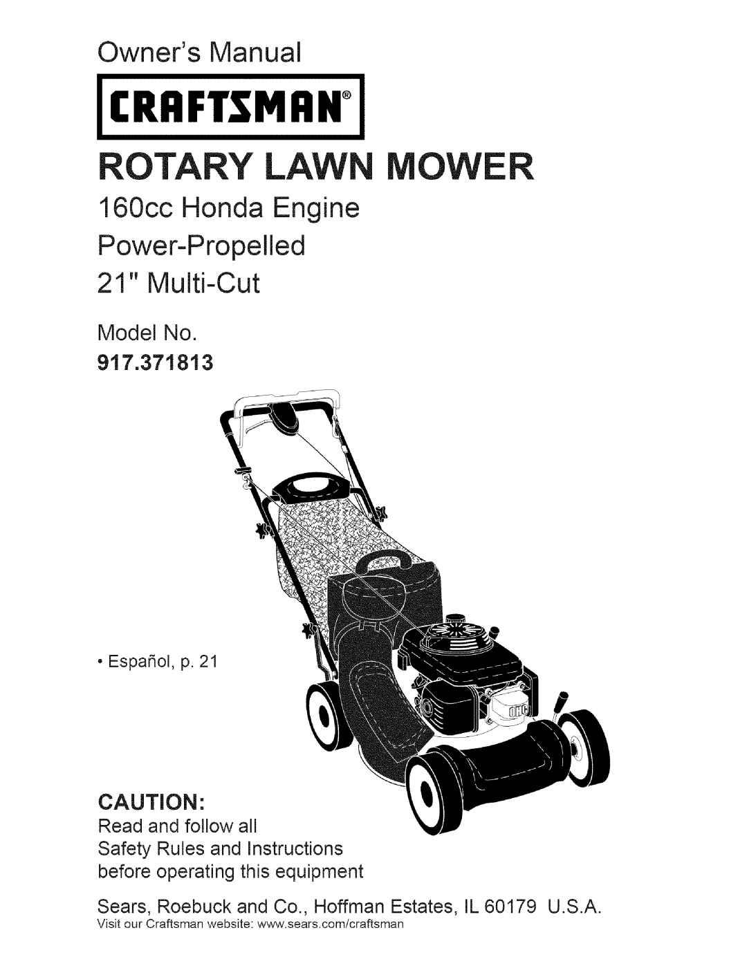 Craftsman 917-371813 manual Craftsman 