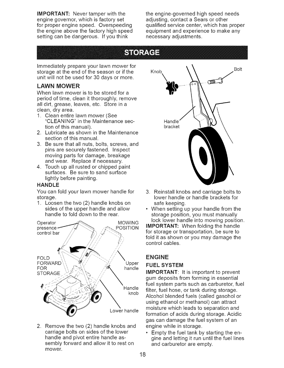 Craftsman 917-371813 manual Handle, Engine Fuel System 