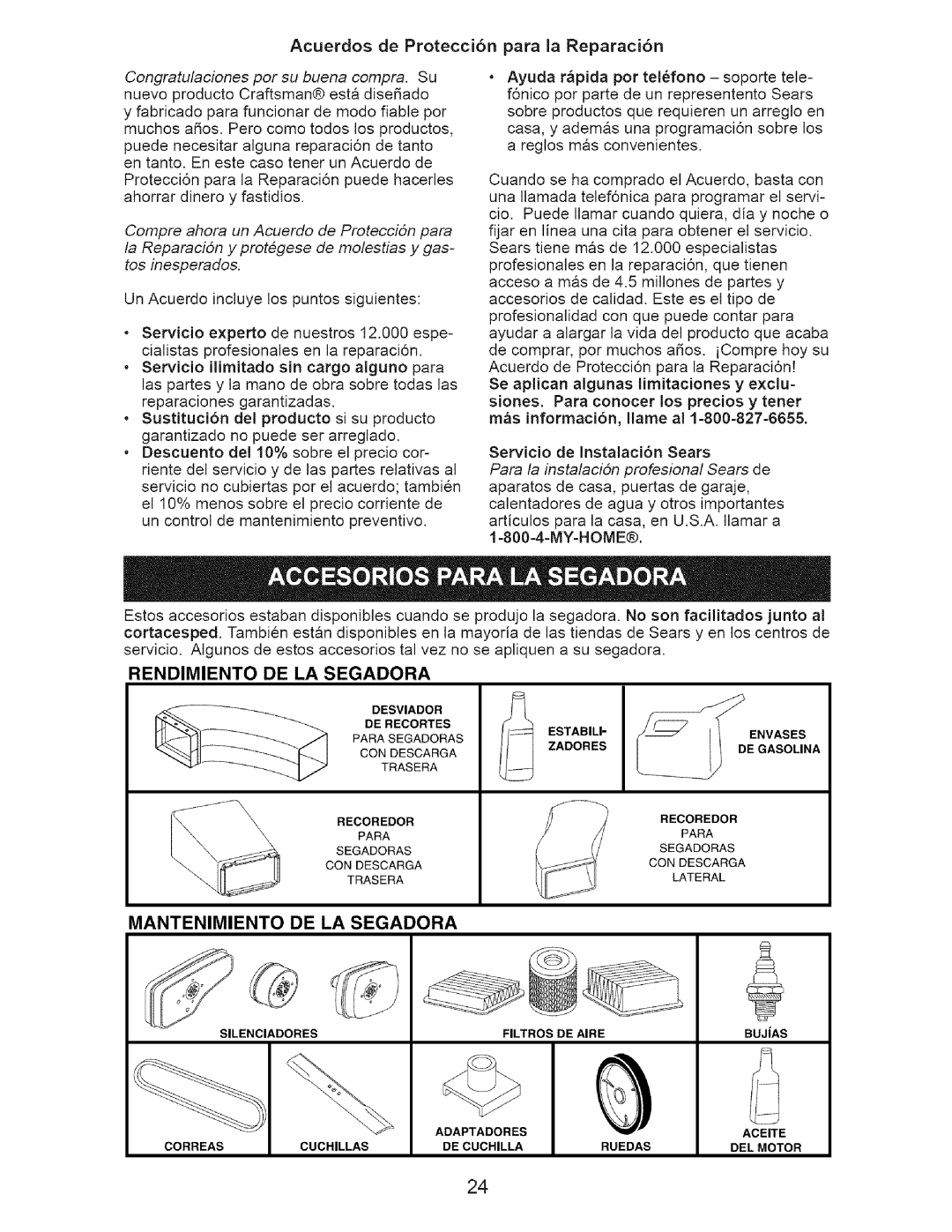 Craftsman 917-371813 manual Mantenimiento DE LA Segadora, Rendimiento DE LA Segadora 