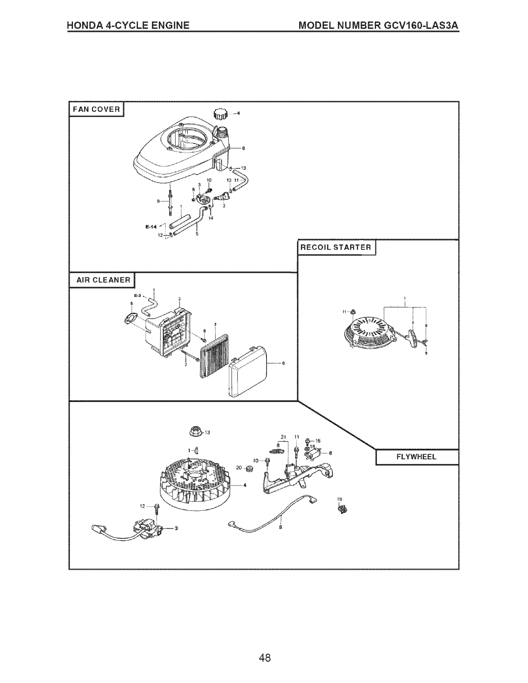 Craftsman 917-371813 manual Honda 4-CYCLE Engine Model Number GCV160-LAS3A 