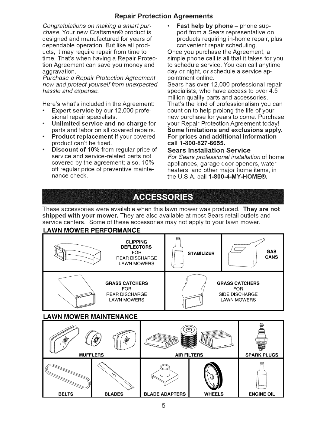 Craftsman 917-371813 manual Repair Protection Agreements 