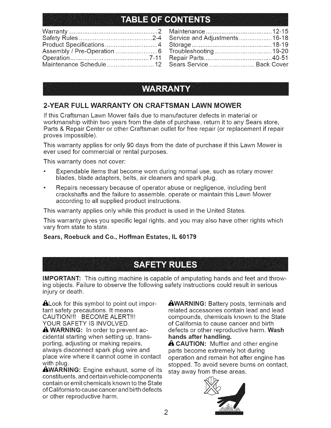Craftsman 917-371813 manual Yearfull Warranty On Craftsman Lawn Mower 