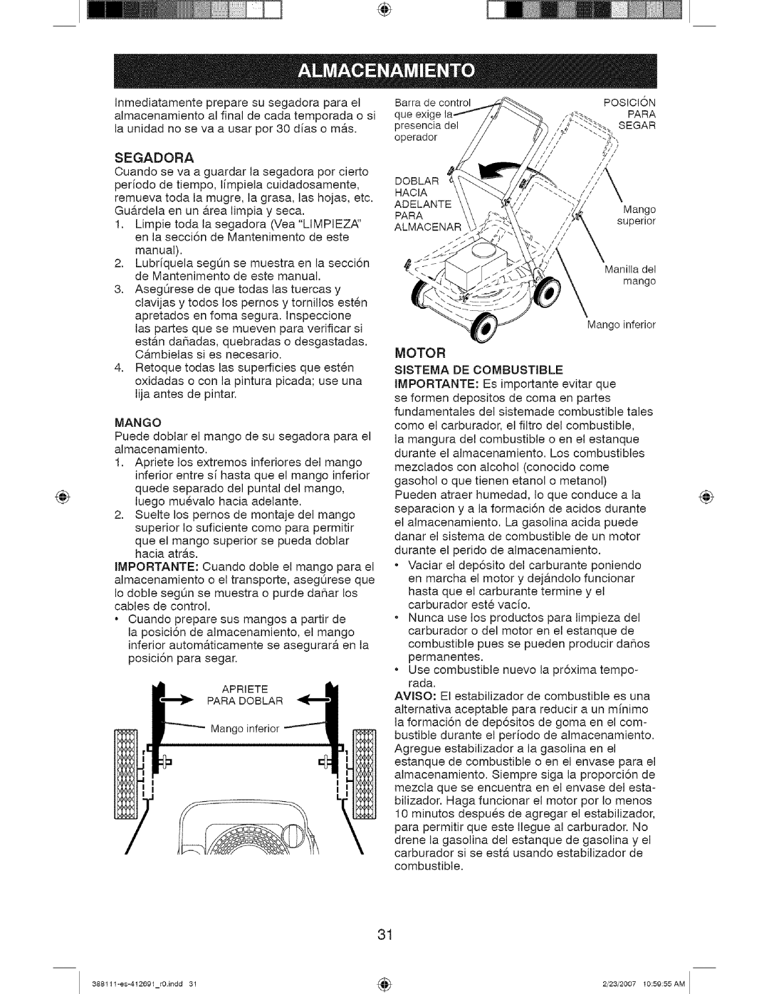 Craftsman 917 388111 owner manual Mango, Motor 