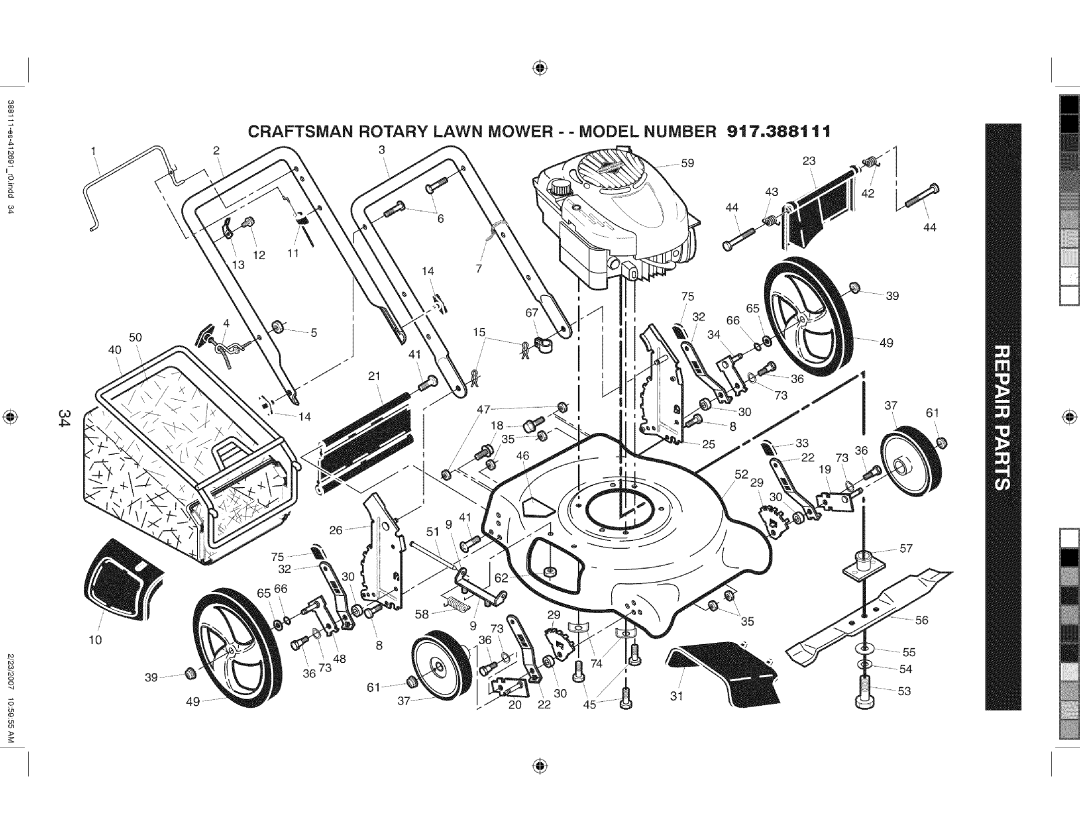 Craftsman 917 388111 owner manual Craftsman Rotary Lawn Mower - Model Number 