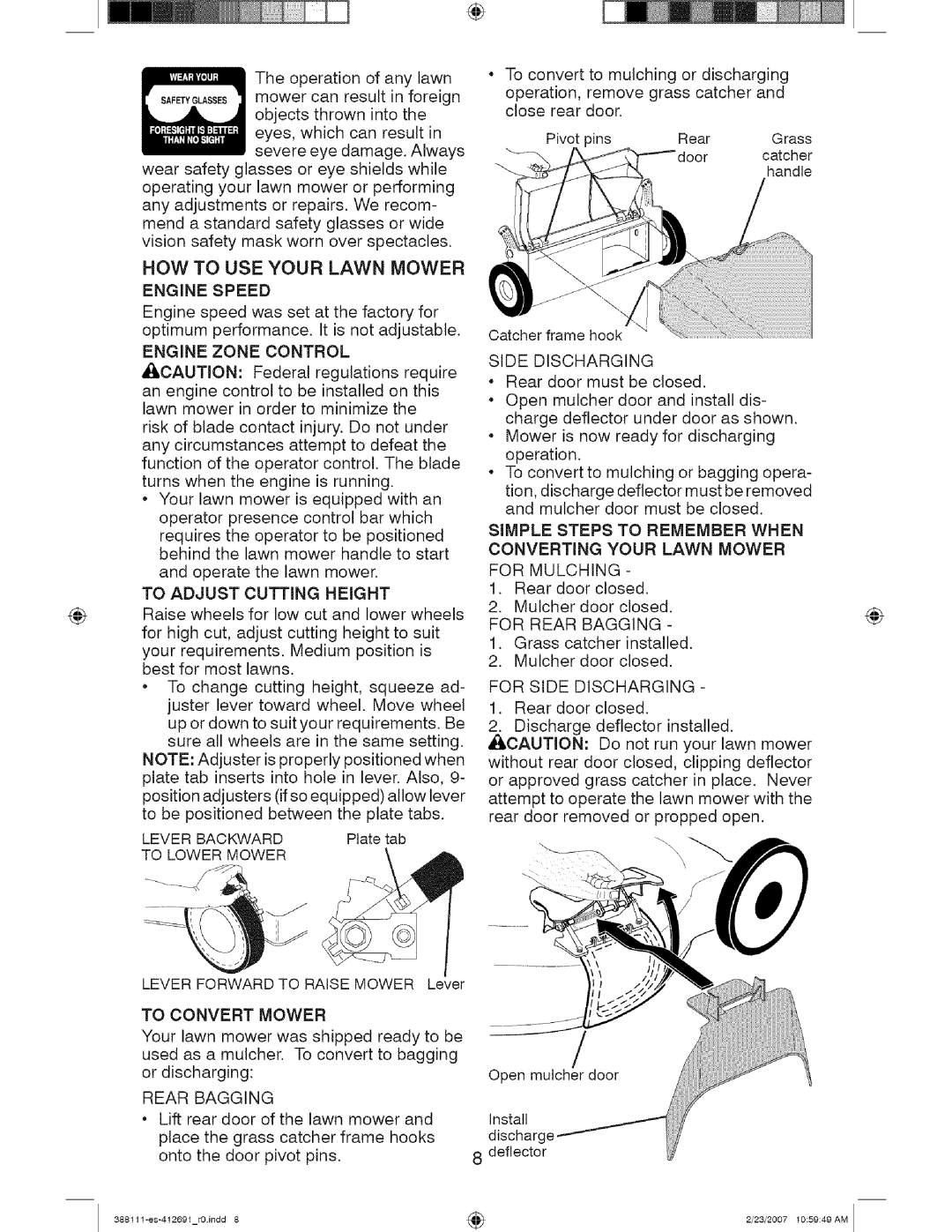 Craftsman 917 388111 owner manual Converting Your Lawn Mower, To Convert Mower 