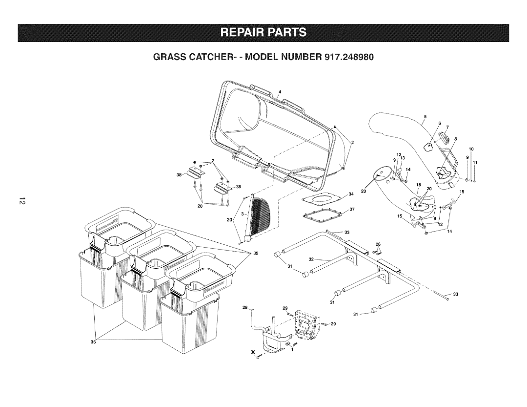 Craftsman 917.24898 owner manual Grass CATCHER- Model Number 