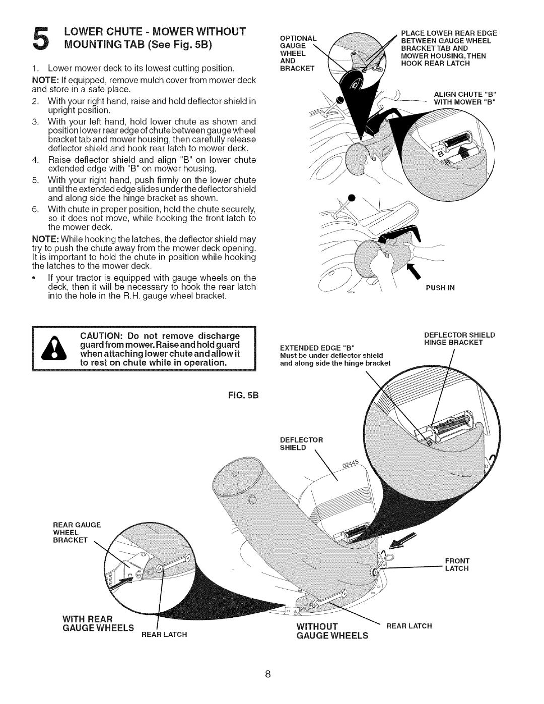 Craftsman 917.24898 owner manual Lower Chute Mower Without, Mounting TAB See B 