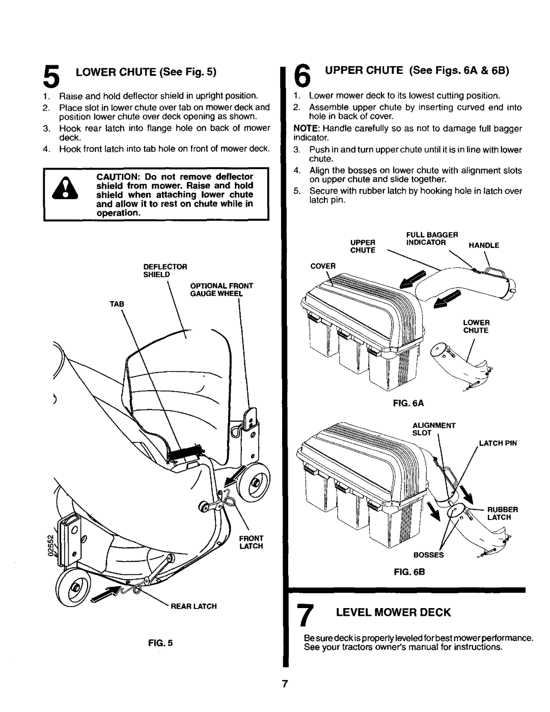 Craftsman 917.24985 owner manual Lower Chute See Fig, Level Mower Deck 