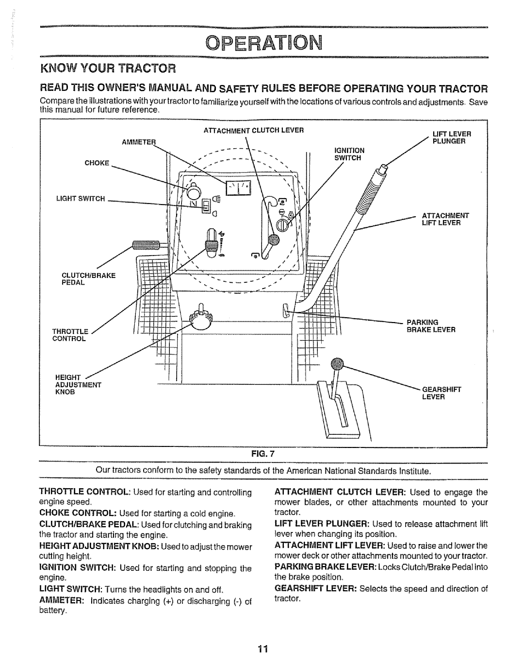 Craftsman 917.252560 manual Operatbon, Know Your Tractor 