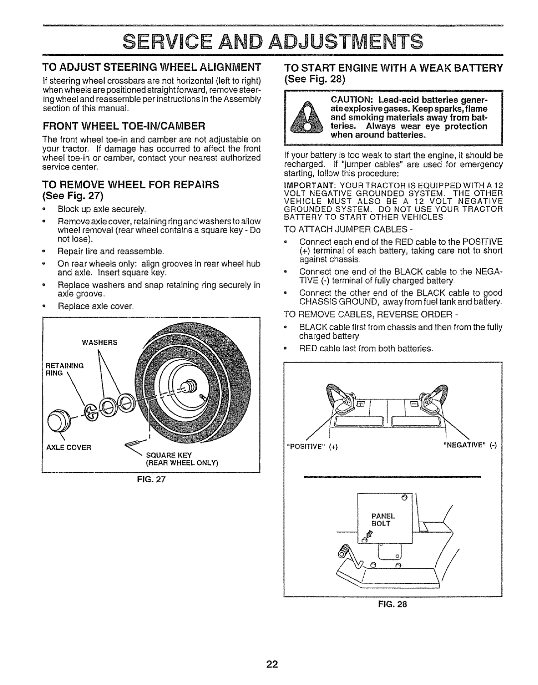 Craftsman 917.252560 manual Service AN, Adjustments 