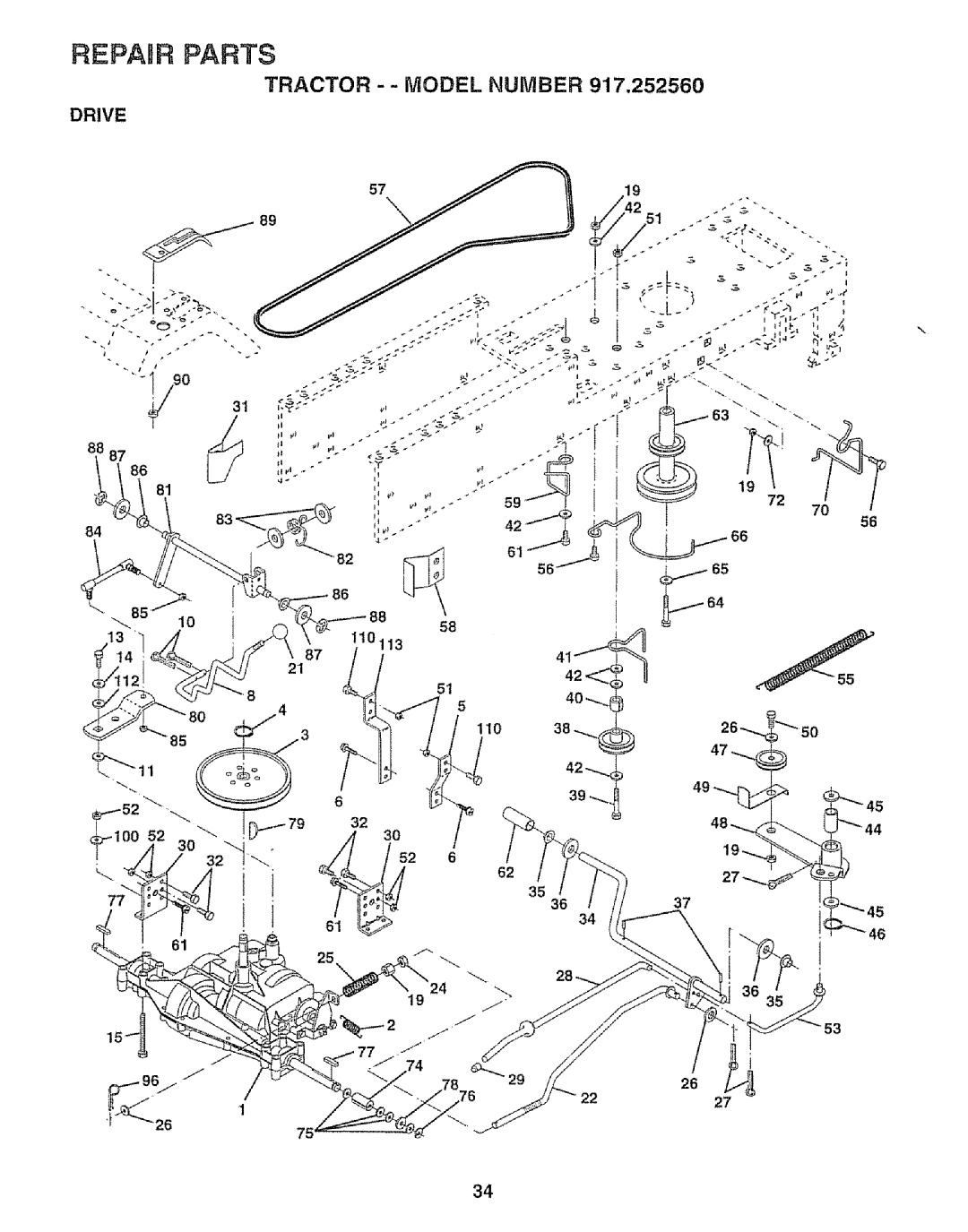 Craftsman 917.252560 manual Repair Parts, Drive 