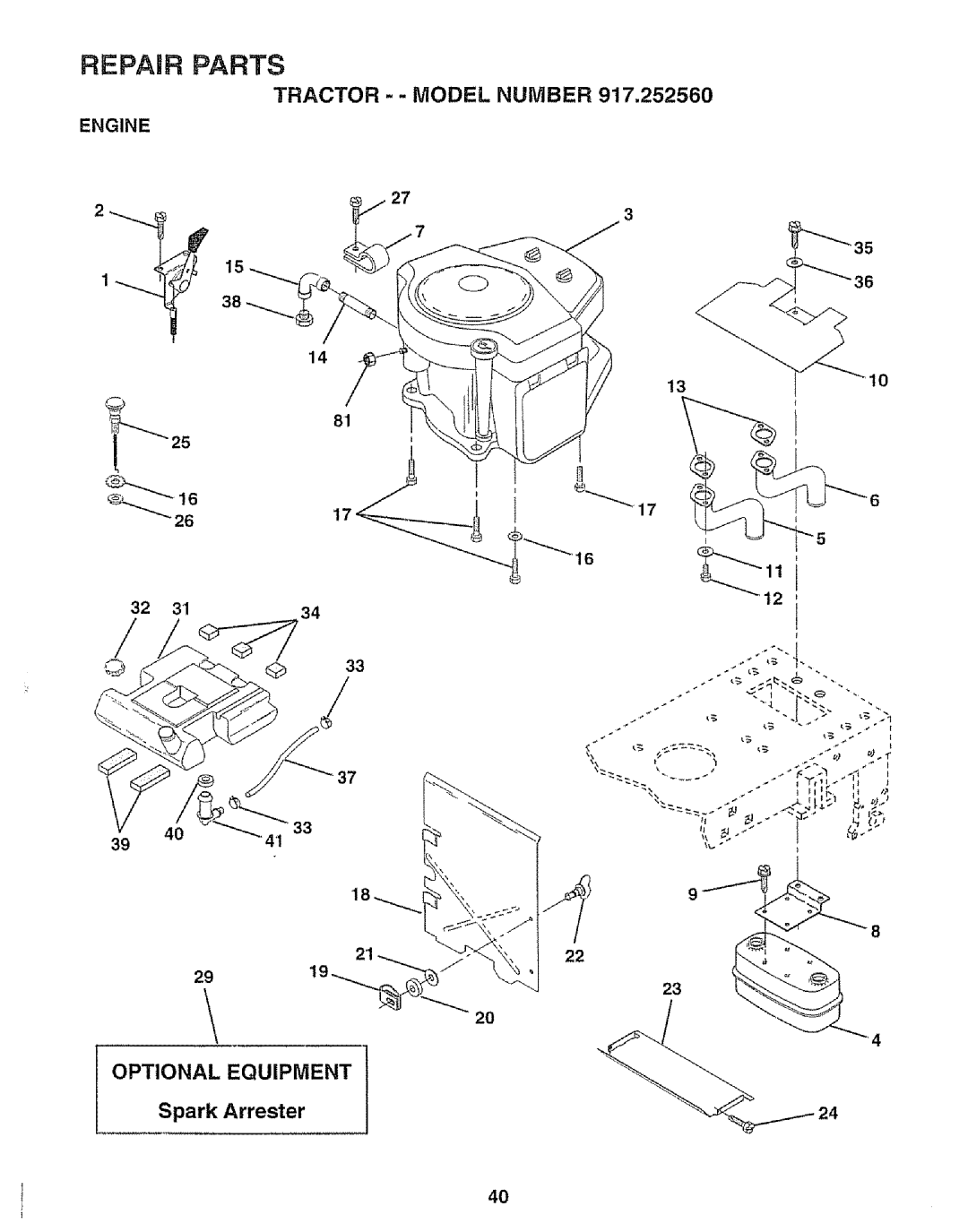 Craftsman 917.252560 manual Engine, 1310 