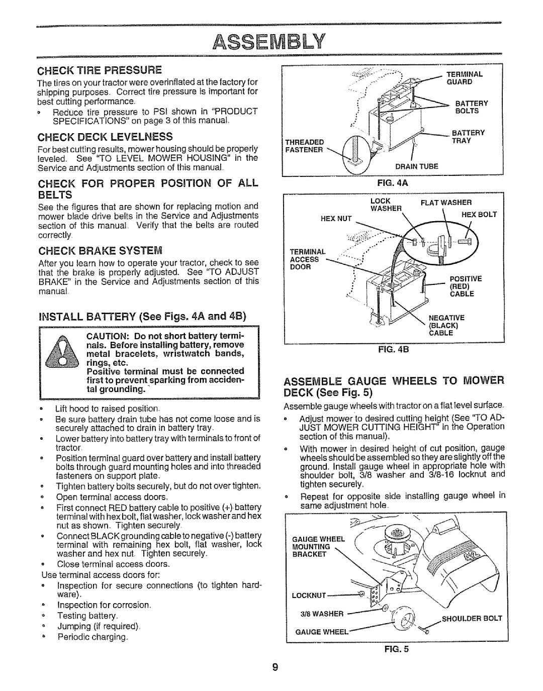 Craftsman 917.252560 manual Check TiRE Pressure, Check Deck Levelness, Chck for Proper Position of ALL Belts 