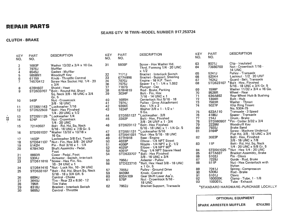 Craftsman 917.253724 owner manual 7974J, Hex, Finished, 7956J, 7424J 