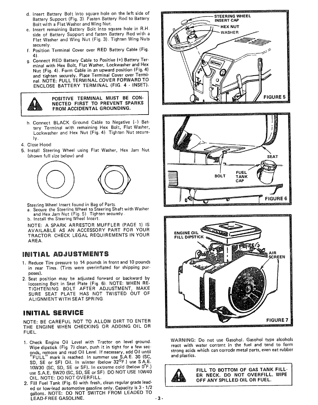 Craftsman 917.253724 owner manual Bnitial Adjustments, Initial Service, LEAD-FREE Gasoline 