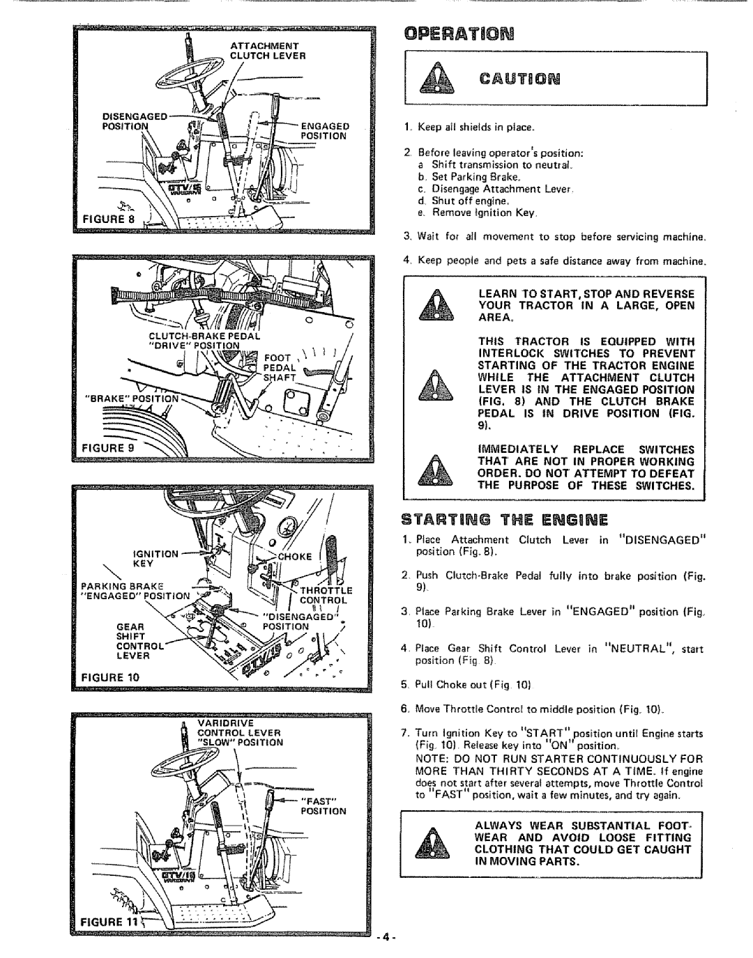 Craftsman 917.253724 owner manual Startung the Engine 