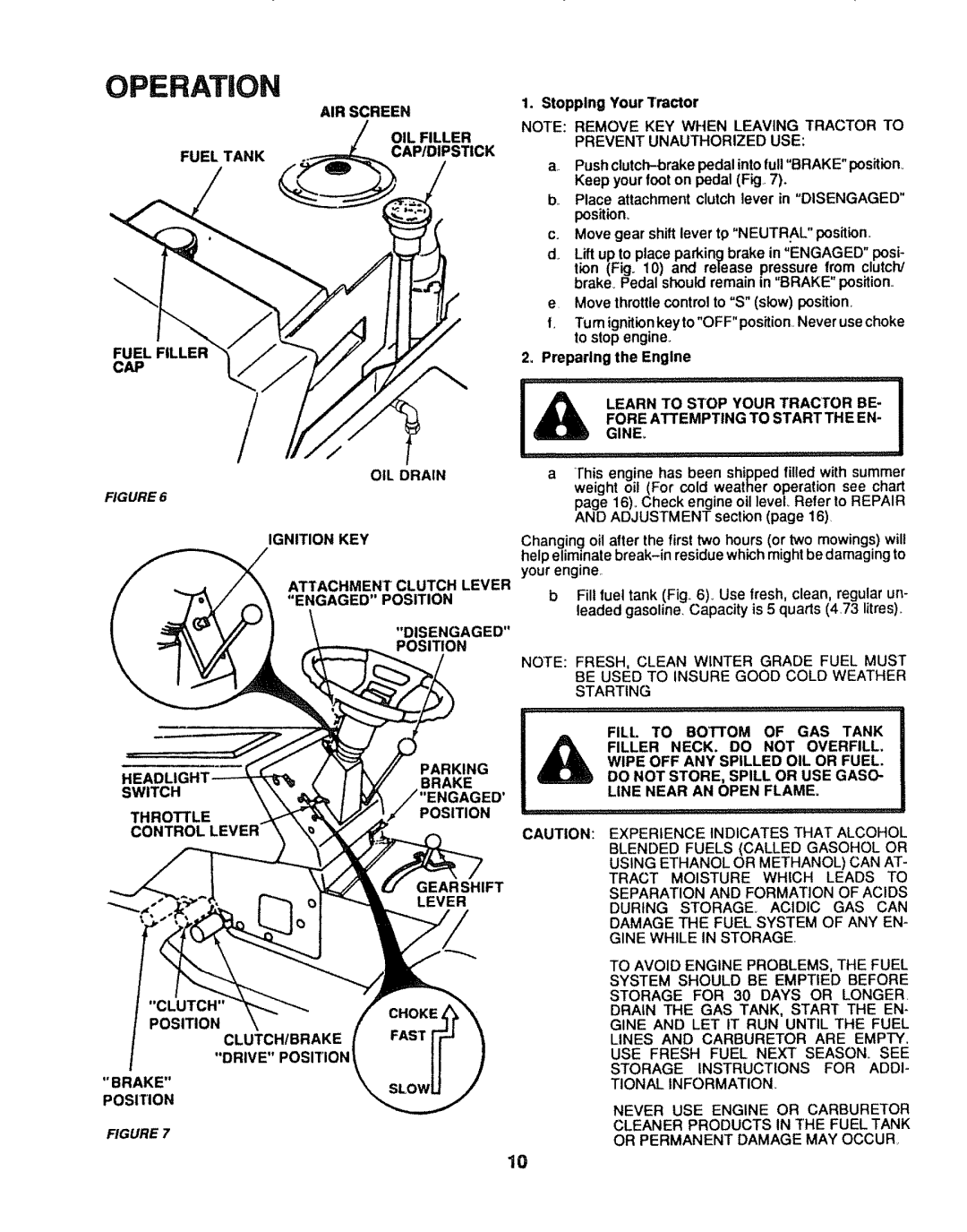 Craftsman 917.254611 AIR Screen, OIL Filler, Fuel Tank CAP/DIPSTICK, Ignition KEY Attachment Clutch Lever Engaged Position 