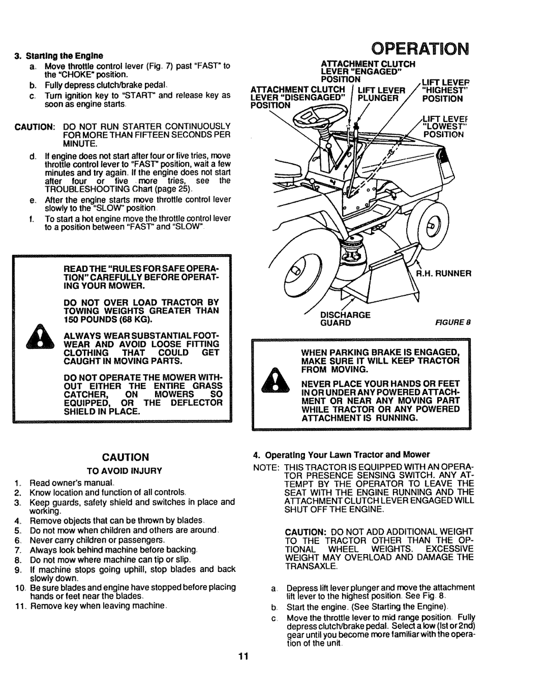 Craftsman 917.254611 owner manual Minute, Pounds 68 KG, 1o Read ownersmanuaL, Operating Your Lawn Tractor and Mower 